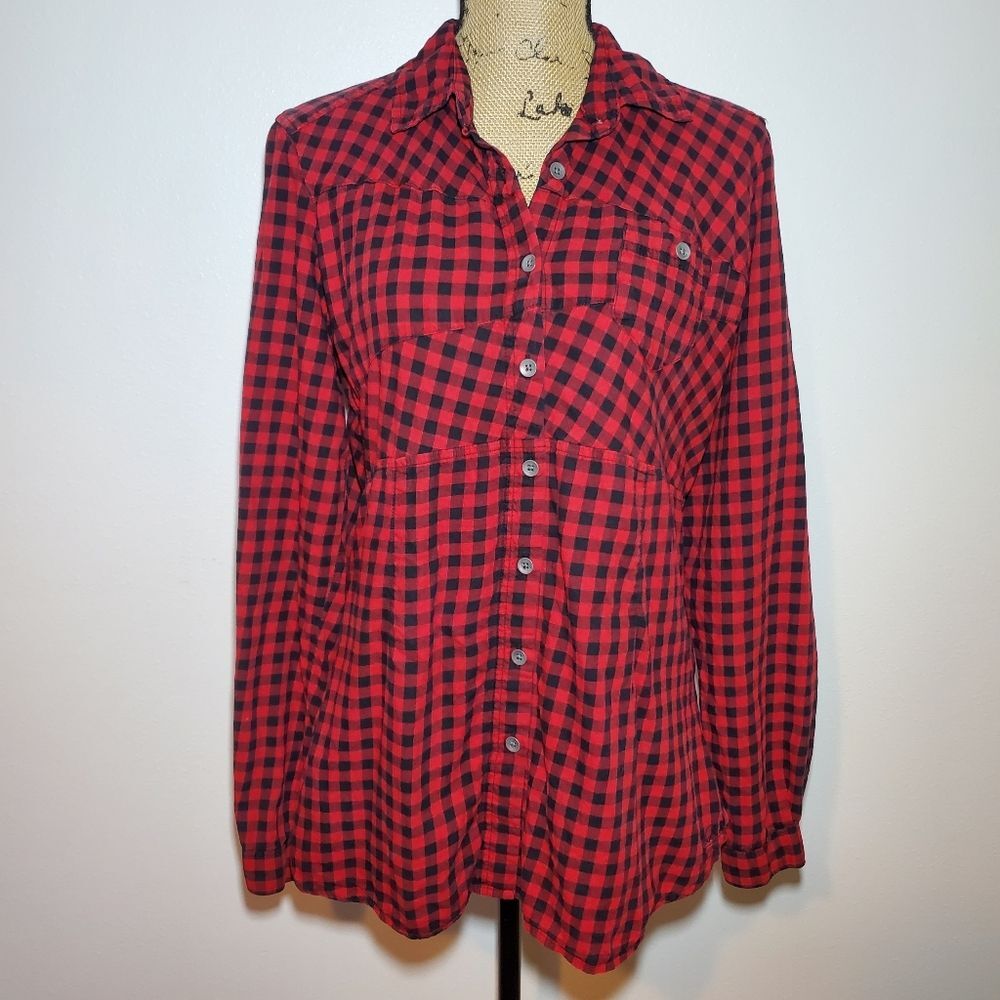 Woolrich Feminine Fit Red and Black Plaid Button Down Shirt
